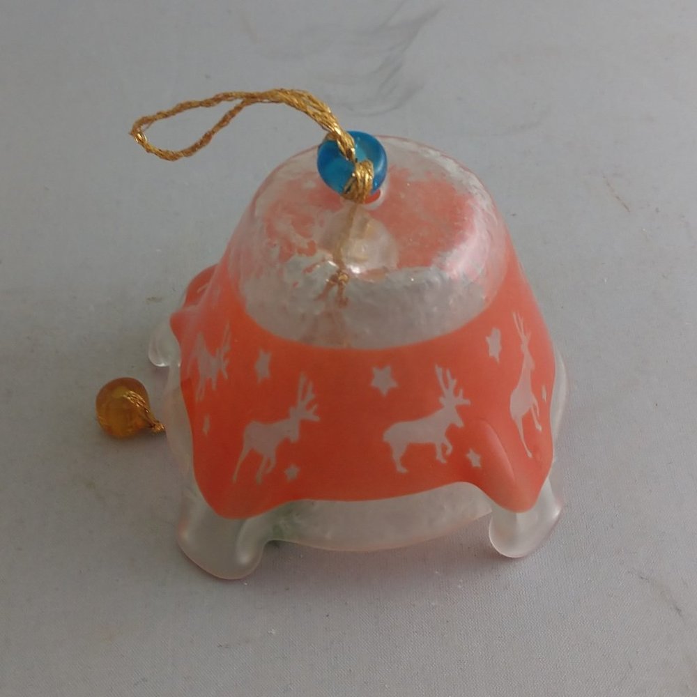 Reindeer Theme Glass Bell Ornament